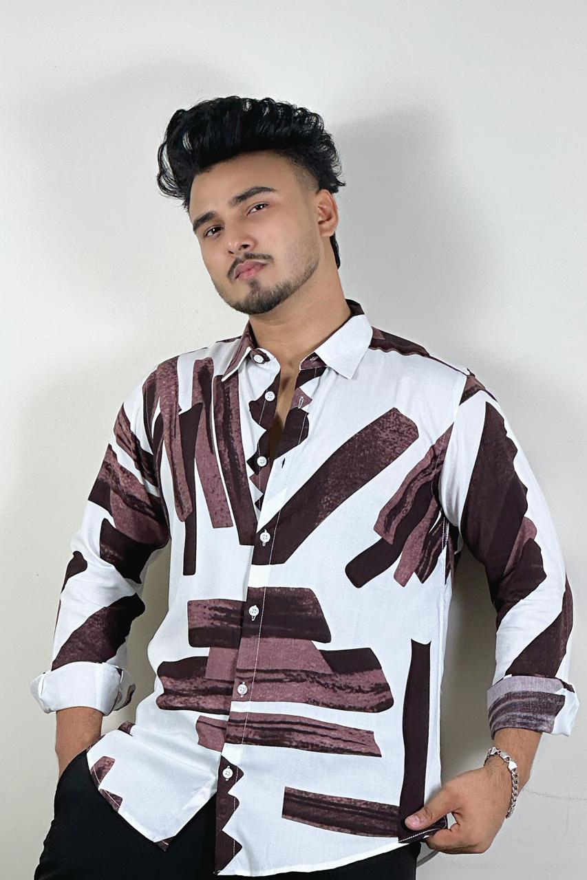 ডার্ক ব্রাউন কালার প্রিন্টেড শার্ট